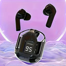 Fones de ouvido transparentes com visor digital de LED, som estéreo Hi-Fi, controle e chamadas em alta definição, adequados para atividades ao ar livre, jogos e chamadas telefônicas.