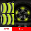 20pcs Reflective Car Wheel Stickers - Enhance Visibility and Safety at Night - Green and Silvery Tire Warning Stickers for Motorcycles and Vehicles