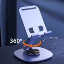 Suporte de Celular de Metal Compacto com Rotação de 360° - Suporte de Mesa Ajustável e Reclinável com Base Estável e Haste de Suporte, Compatível com Todos os Smartphones e Tablets, Acessório Ideal para Escritório, Suporte de Mesa para Telefone