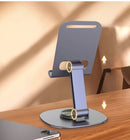 Suporte de Celular de Metal Compacto com Rotação de 360° - Suporte de Mesa Ajustável e Reclinável com Base Estável e Haste de Suporte, Compatível com Todos os Smartphones e Tablets, Acessório Ideal para Escritório, Suporte de Mesa para Telefone