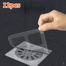 12-Pack Self-Adhesive Hair Catcher Stickers — Anti-Clog & Insect-Proof Drain Covers, Suitable for Bathroom/Kitchen Sink/Shower Drains, Durable Plastic Material, Prevents Pipe Blockages, Essential Home Cleaning Tool, Square