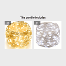 ROKASLO 1 pacote de luzes de fadas de 5 metros, 50 luzes de LED estilo conto de fadas, luzes LED alimentadas por 3 pilhas AA, adequadas para decorações como Natal, casamentos, festas, férias em família, encontros, casamentos, etc. (sempre acesas)