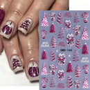 2 unidades de Adesivos de Unhas de Natal Autocolantes 5D com Relevo - Adesivos de Unhas 3D em Camadas Glitter Roxo e Rosa com Flocos de Neve, Laços, Árvores, Estrelas e Bolas para Manicure/Pedicure DIY de Férias, Brilho (Não Precisa de Lâmpada)