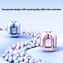 Fones de ouvido transparentes com visor digital de LED, som estéreo Hi-Fi, controle e chamadas em alta definição, adequados para atividades ao ar livre, jogos e chamadas telefônicas.