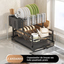 Organizador de Pratos de Aço Carbono Preto