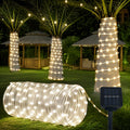 1 peça de luz tubo de corda solar, 8 modos de iluminação, anel de fadas LED, adequado para decoração DIY, perfeito para quintal, jardim, terraço, cerca, árvore, trampolim, casamento, festa de aniversário, decoração de Natal, cordão de luz que atende