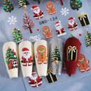 2 unidades de Adesivos de Unha 3D Autoadesivos de Natal com Laço Dourado, Decoração Festiva de Esmalte de Unha