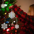 36 peças de enfeites clássicos de floco de neve de feltro, fita prateada de 10,0 metros, árvore de Natal sem eletricidade