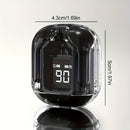 Fones de ouvido transparentes com visor digital de LED, som estéreo Hi-Fi, controle e chamadas em alta definição, adequados para atividades ao ar livre, jogos e chamadas telefônicas.