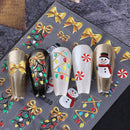2 unidades de Adesivos de Unha 3D Autoadesivos de Natal com Laço Dourado, Decoração Festiva de Esmalte de Unha