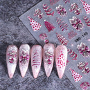 2 unidades de Adesivos de Unhas de Natal Autocolantes 5D com Relevo - Adesivos de Unhas 3D em Camadas Glitter Roxo e Rosa com Flocos de Neve, Laços, Árvores, Estrelas e Bolas para Manicure/Pedicure DIY de Férias, Brilho (Não Precisa de Lâmpada)