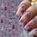2 unidades de Adesivos de Unhas de Natal Autocolantes 5D com Relevo - Adesivos de Unhas 3D em Camadas Glitter Roxo e Rosa com Flocos de Neve, Laços, Árvores, Estrelas e Bolas para Manicure/Pedicure DIY de Férias, Brilho (Não Precisa de Lâmpada)