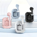 Fones de ouvido transparentes com visor digital de LED, som estéreo Hi-Fi, controle e chamadas em alta definição, adequados para atividades ao ar livre, jogos e chamadas telefônicas.