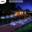 Luzes Solares de Fogo de Artifício com 60 LEDs, à Prova d'Água, Luzes de Jardim Solares Externas, 8 Modos de Iluminação com Controle Remoto para Decoração