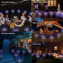 Luzes Solares de Fogo de Artifício com 60 LEDs, à Prova d'Água, Luzes de Jardim Solares Externas, 8 Modos de Iluminação com Controle Remoto para Decoração