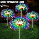 Luzes Solares de Fogo de Artifício com 60 LEDs, à Prova d'Água, Luzes de Jardim Solares Externas, 8 Modos de Iluminação com Controle Remoto para Decoração
