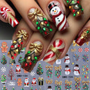 2 unidades de Adesivos de Unha 3D Autoadesivos de Natal com Laço Dourado, Decoração Festiva de Esmalte de Unha