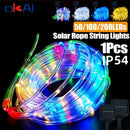 1 peça de luz tubo de corda solar, 8 modos de iluminação, anel de fadas LED, adequado para decoração DIY, perfeito para quintal, jardim, terraço, cerca, árvore, trampolim, casamento, festa de aniversário, decoração de Natal, cordão de luz que atende