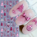 2 unidades de Adesivos de Unhas de Natal Autocolantes 5D com Relevo - Adesivos de Unhas 3D em Camadas Glitter Roxo e Rosa com Flocos de Neve, Laços, Árvores, Estrelas e Bolas para Manicure/Pedicure DIY de Férias, Brilho (Não Precisa de Lâmpada)