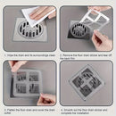 12-Pack Self-Adhesive Hair Catcher Stickers — Anti-Clog & Insect-Proof Drain Covers, Suitable for Bathroom/Kitchen Sink/Shower Drains, Durable Plastic Material, Prevents Pipe Blockages, Essential Home Cleaning Tool, Square