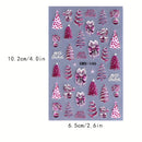 2 unidades de Adesivos de Unhas de Natal Autocolantes 5D com Relevo - Adesivos de Unhas 3D em Camadas Glitter Roxo e Rosa com Flocos de Neve, Laços, Árvores, Estrelas e Bolas para Manicure/Pedicure DIY de Férias, Brilho (Não Precisa de Lâmpada)
