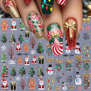 2 unidades de Adesivos de Unha 3D Autoadesivos de Natal com Laço Dourado, Decoração Festiva de Esmalte de Unha