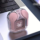 Fones de ouvido transparentes com visor digital de LED, som estéreo Hi-Fi, controle e chamadas em alta definição, adequados para atividades ao ar livre, jogos e chamadas telefônicas.