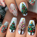 2 unidades de Adesivos de Unha 3D Autoadesivos de Natal com Laço Dourado, Decoração Festiva de Esmalte de Unha